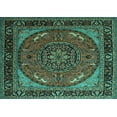 thumbnail image 1 of Ahgly Company Indoor Rectangle Medallion Turquoise Blue Traditional Area Rugs, 2' x 4', 1 of 4