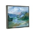 thumbnail image 3 of River Through Mountains Abstract Scene Landscape Painting Luster Gray Framed Art Print Wall Art, 3 of 6
