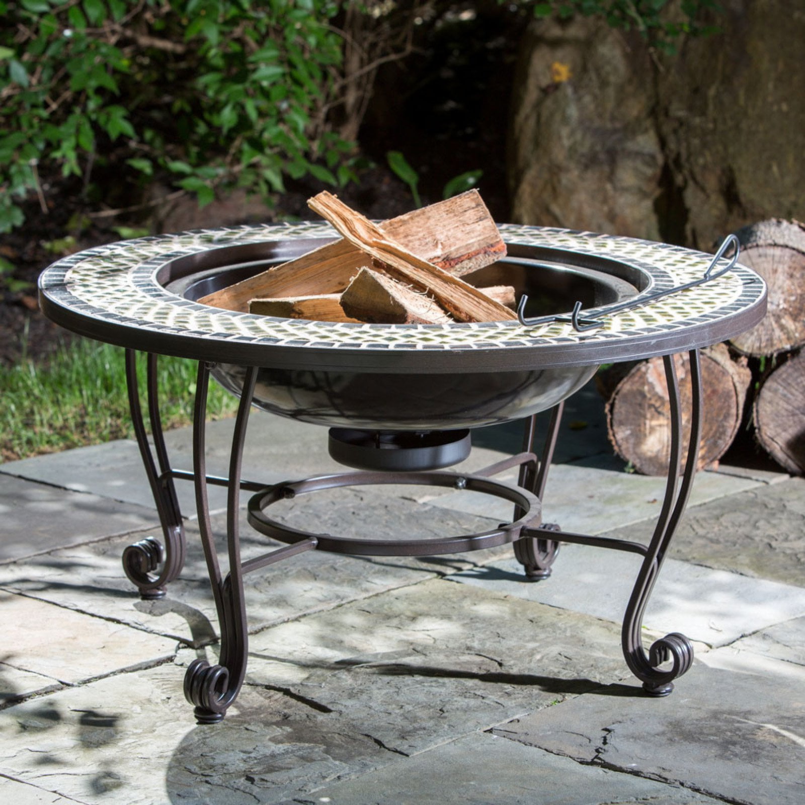 Alfresco Home Shannon 33.5" Round Wood Burning Fire Pit ...