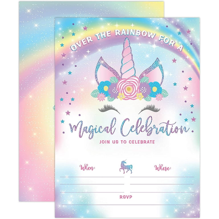 Unicorn outlet party invitations