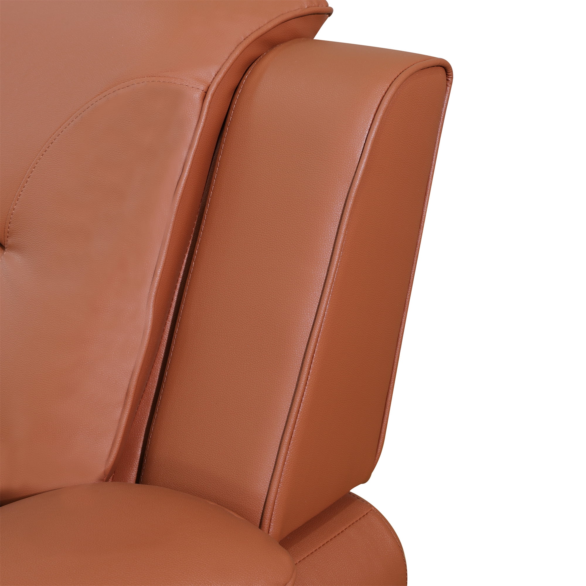 Aukfa 3 Piece Sofa Set - 46" Wide Upholstered Sofa Couch Armchair, Leather, Orange