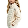 thumbnail image 4 of Zpanxa Girls Fleece Jacket Spliced Quilted Jacket Sleeves Stand Collar Zip Up Warm Outerwear, 4 of 5