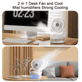 thumbnail image 2 of 2-in-1 Portable Desk Fan & Humidifier with 800mL Tank, USB Charging, LED Night Light - Personal Cooling for Home Office Camping, White, 2 of 10