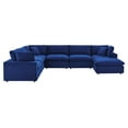 thumbnail image 2 of Modway Commix Canapé Sectionnel 7 Pcs Surrempli en Velours de Performance Garni de Duvet, Bleu Marine, 2 of 10