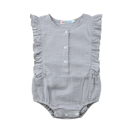 Combo Outfit - Newborn Baby Girls Cotton Ruffle Sleeveless Romper Jumpsuit Outfits Simple Comfy Clothes Summer 0-9 Months