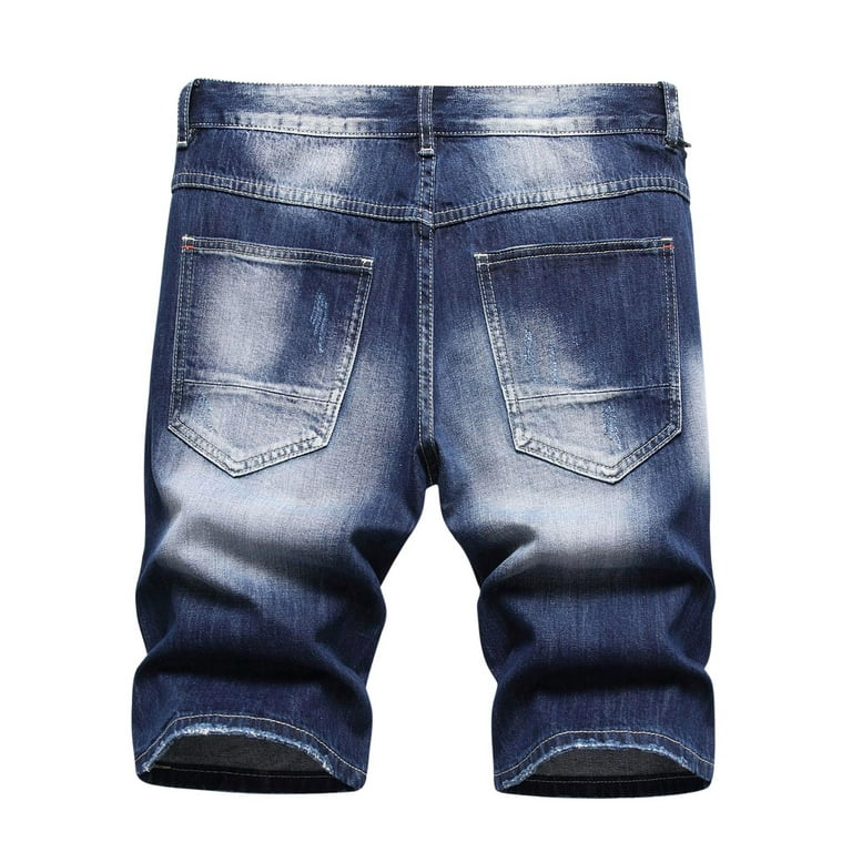 Cllios Mens Jean Shorts Distressed Ripped Denim Shorts Summer Casual Classic Straight Short Jeans Men Denim Biker Jeans Shorts with Pockets, Men's