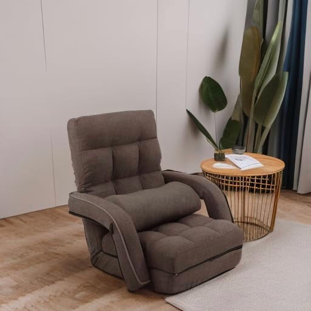 14-Position Adjustable Floor Chair, Chaise Lounge Indoor, Folding Lazy Sofa with Armrests and a Pillow Padded Adults Gaming Chairs for Living Room, Bedroom