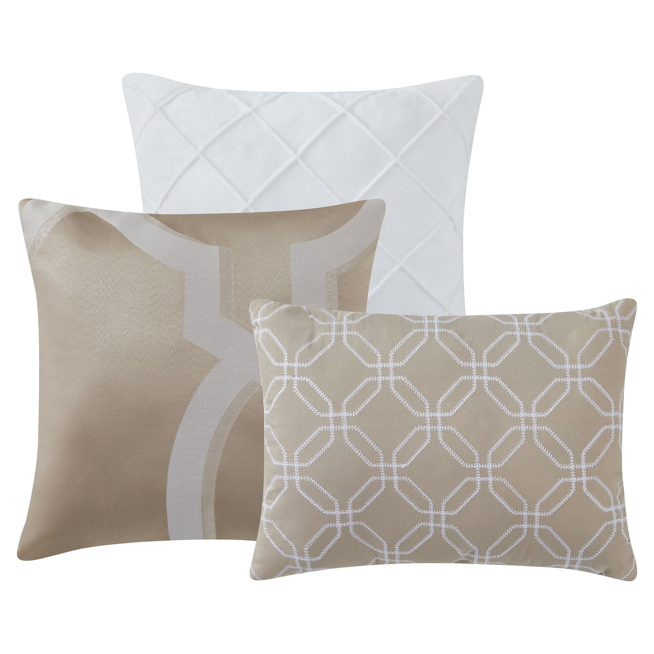 Mainstays Artemis 7-Piece Taupe Trellis Comforter Set, King