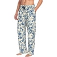 thumbnail image 6 of Sikiie Vintage Blue Floral Pajama Pants Men, PJ Bottoms, Sleep & Lounge Pants-Small, 6 of 6