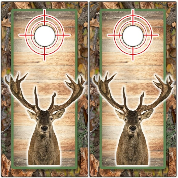Cornhole Wraps for Boards Vinyl Decals (Set of 2) Deer Hunting - Corn Hole Bean Bag Toss Wrap Stickers Skins (Boards Not Included)