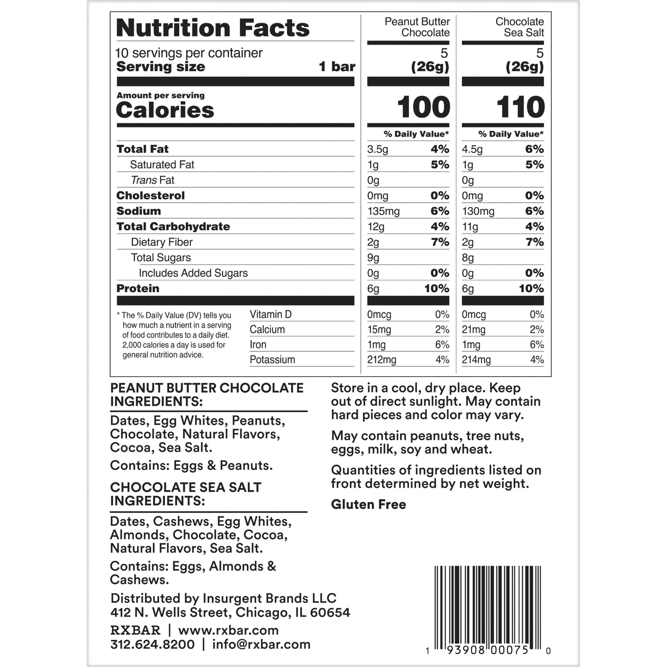 RXBAR Minis Protein Bars, Variety Pack, 10 Count
