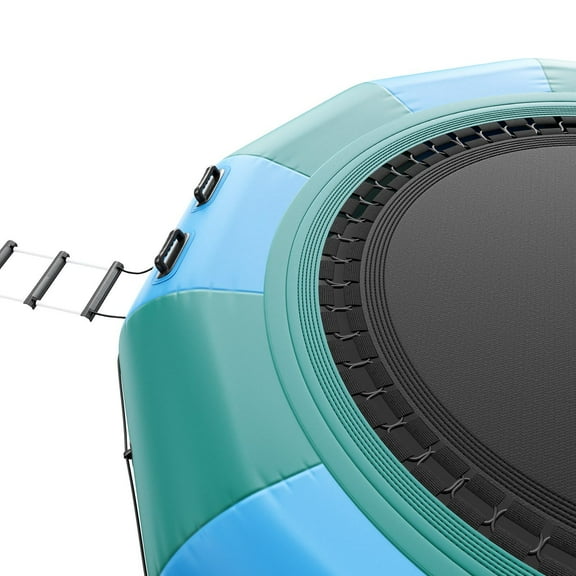 VEVOR 12ft Inflatable Water Trampoline with 3-Step Ladder & Air Pump - Durable Bounce Platform for Pools, Lakes & Water Sports