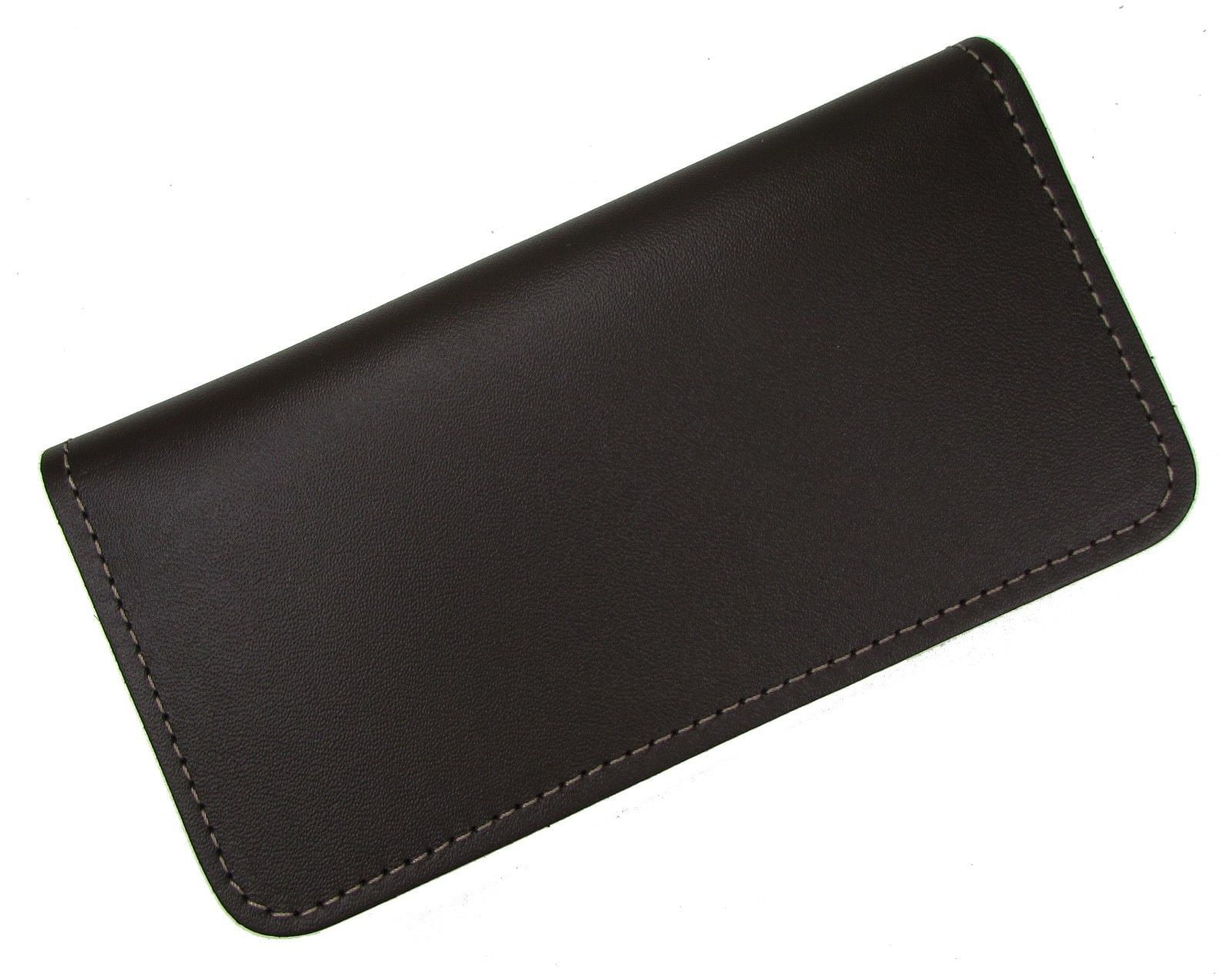 NEW Genuine Leather PLAIN Checkbook Cover BROWN 