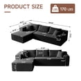 thumbnail image 2 of Vinform 103.54 Inch Velvet Sectional Sofa, Modern L-Shaped Modular Sofa with High-Density Foam (Includes Chaise Lounge and Throw Pillows), Upholstered Cloud Sofa for Living Rooms(Black/Right Side), 2 of 7