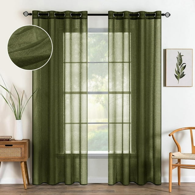 Panels Terracotta Semi Sheer Window Curtains Boho Grommet Top Window Voile Drapes/Treatment Linen Textu Panels for Bedroom Living Room Rust Retro Fall Modern Decor (X es)