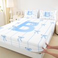 thumbnail image 3 of Castle Fairy Teens Boys Girls Bowknot Personalized Initial B 4-Piece Full Size Sheets,Blue Geometric Stripes Bed Sheets,Dreamy Princess Lightweight Sheet Sets,Microfiber Bedroom Decor, 3 of 7