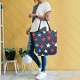 thumbnail image 4 of FORMRS Womens Canvas Tote Bag with Zipper Inner Pocket Shoulder Handbag, Red White Stars, 4 of 7