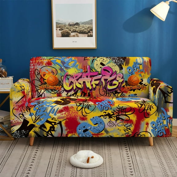Hip Hop Sofa Cover Stretch Angle Printed Graffiti Elastic Couch Cover Cushion Cover for Home Corner Sectional Sofa Fundas Sofa