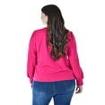 thumbnail image 3 of Blusa con detalle de flor en hombro Roman Fashion /Tallas Extras, 5106 (Fiusha) fucsia 36, 3 of 7