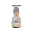 thumbnail image 6 of BLISSFUL STEP Women's Shoes Floral Lace Espadrille Wedge Heel Open Toe Sandals Purple Flower 5.5, 6 of 7