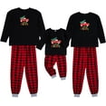 thumbnail image 2 of Sinhoon Matching Family Pajamas Sets Christmas Matching Holiday Pjs Letter Print Top and Plaid Pants Sleepwear (Plaid-Women/M), 2 of 7