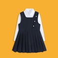 thumbnail image 7 of Likimi Children Girls Outfit Set Long Sleeve Solid Color Lapel Tops With Pleated Skirts Fashionable Clothes Set Size 7-8 Years, 7 of 7