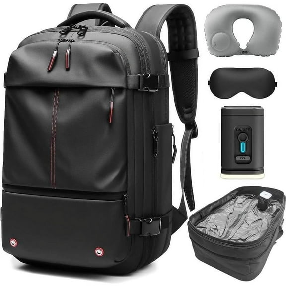 Vacuum Backpack for Travel, 60L Expandable Compression Bag with Electric Vacuum Pump, Water Resistant and Anti Theft(Black)