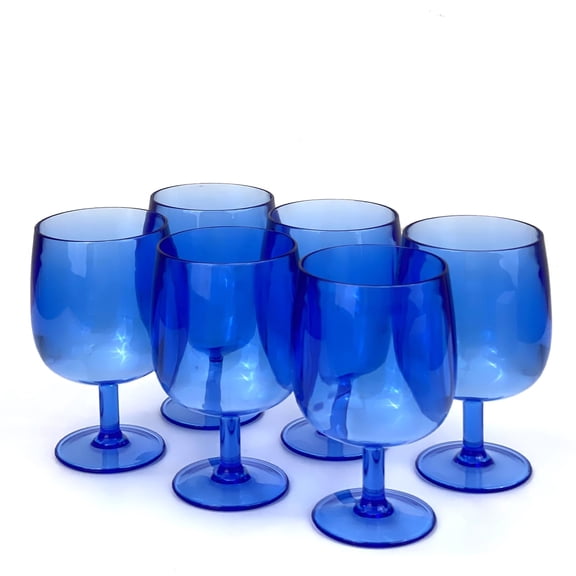 Set of 6 Unbreakable 15 oz Acrylic Plastic Wine and Water Tumbler Stackable Goblets. (Red, 15 oz)