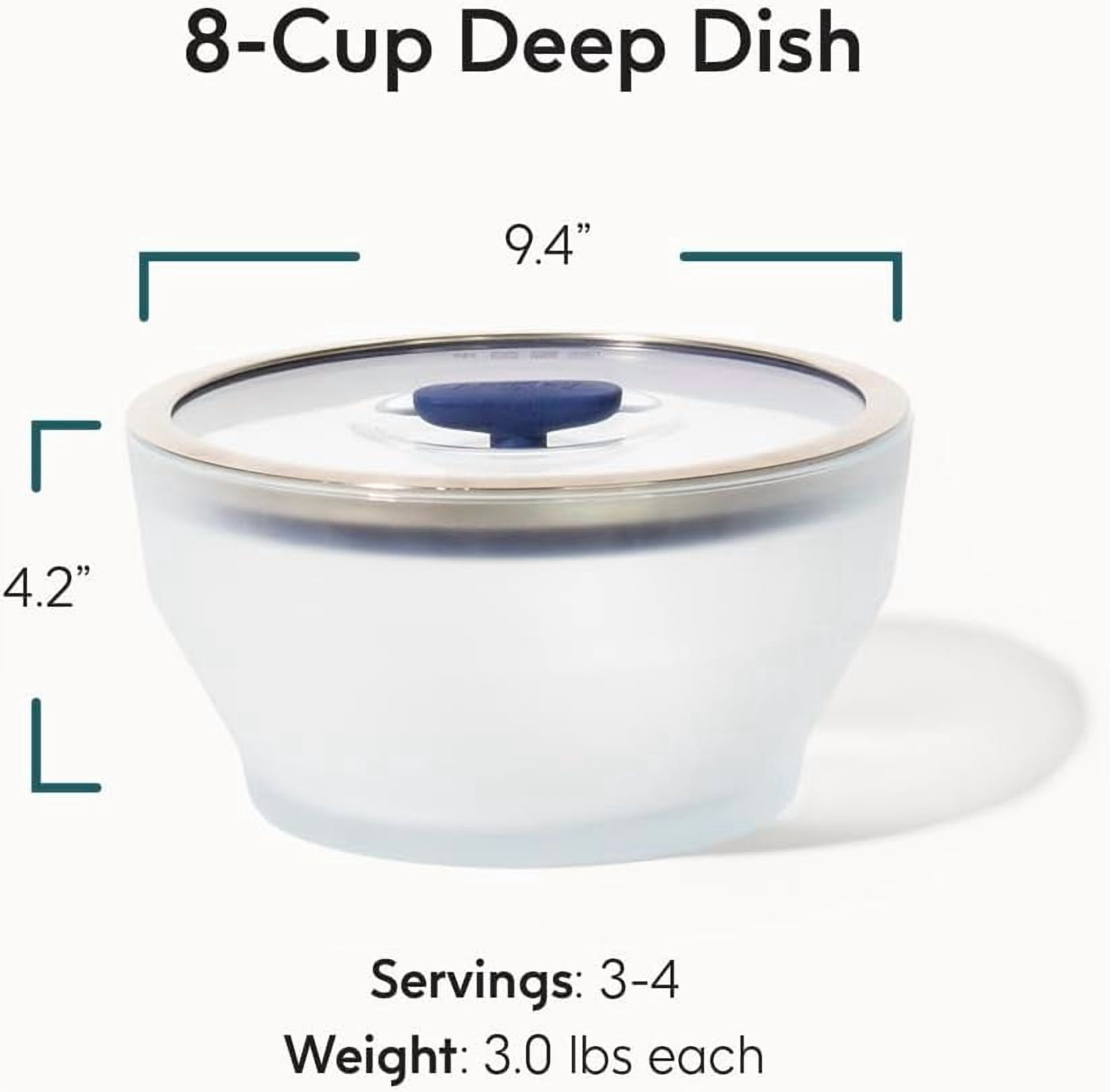 8-Cup Microwave Glass Cookware with Airtight Lid, Stackable Food Storage Container for Reheating & Steaming