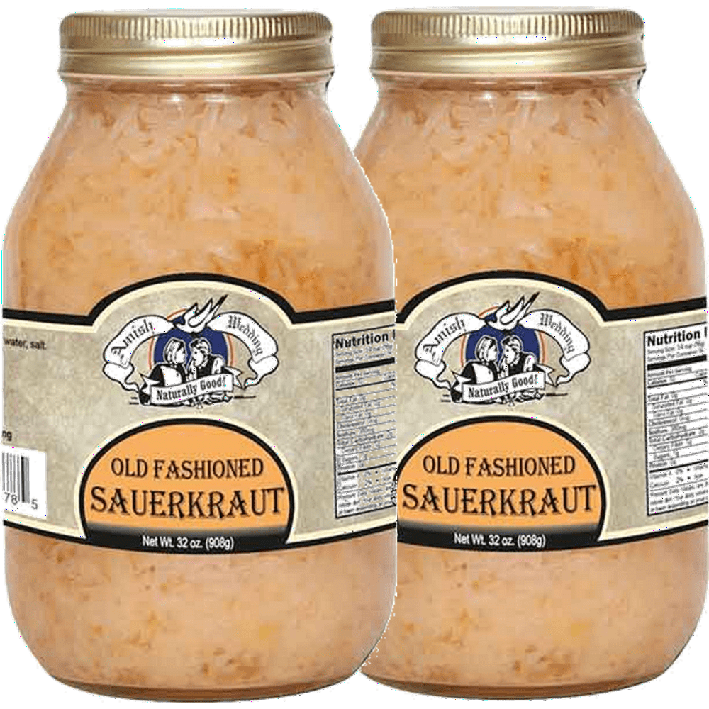 Amish Wedding Foods Sauerkraut, TWO 32 oz. Quart Jars - Walmart.com ...