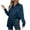 Blue, variant on Blmnix Green Fitted Button Up Shirts Tunic Satin Going Out Tops V-Neck Long Sleeve Blouses