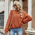 thumbnail image 4 of LYXSSBYX Women Fall Sweaters for Women 2022 Hot Sale Clearance Short Long Sleeve Wide Sleeve Fashionable Knit Sweater, 4 of 9
