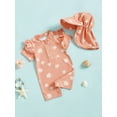 thumbnail image 2 of Baby Girls Swimsuit Playsuits Flying Sleeve Swimwear Infant One Piece Bathing Suit with Sun Hat, 2 of 6