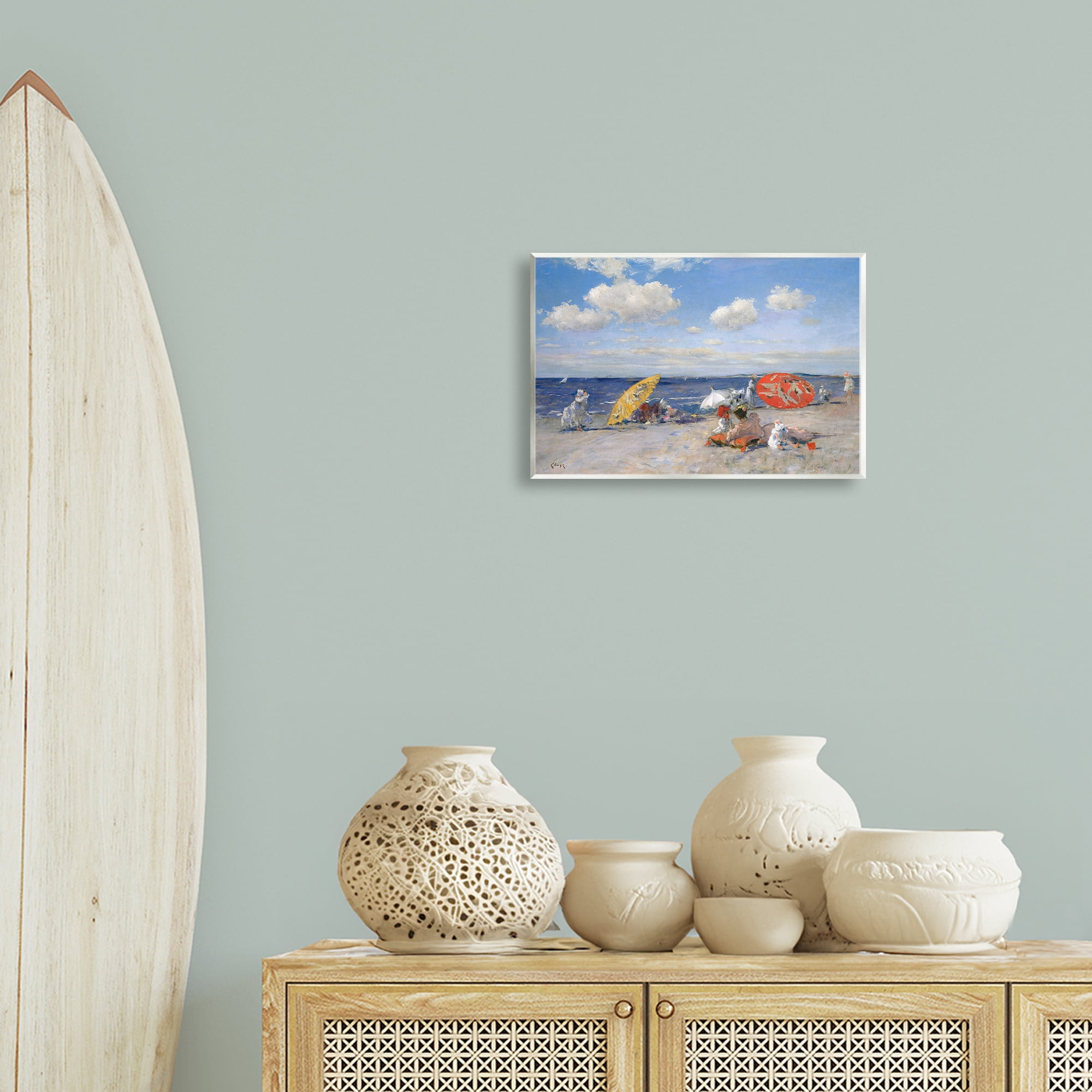 Stupell Industries Classic Beachgoers Scene Nautical & Beach Painting Unframed Art Print Wall Art, 15 x 10