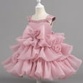 thumbnail image 2 of Baby Girls Tutu Dress Sleeveless Toddler Cotton Layered Tutu Dress Infant Tulle Dresses Princess Party Prom Dress Pink 5-6 Years, 2 of 5