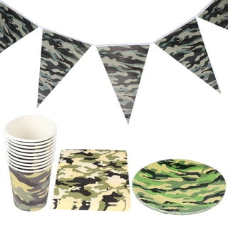 BESTZY Camouflage Vaisselle, Camouflage Vaisselle Facile, Vaisselle  réutilisable de Camouflage Décorations de fête Camo Ensemble de Vaisselle  de fête