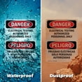 thumbnail image 5 of (2 Pack) Electrical Testing Bilingual OSHA Danger Sign 12 Inch X 18 Inch Vinyl Label Decal Sticker Weather Resistant, UV Protected for Workplace, Business, and Construction Site, Made, 5 of 7