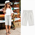 thumbnail image 2 of Kaprioy Running Shorts for Girls Girls Bermuda Shorts Knee Length Straight Leg Shorts Loose Casual Solid Drawstring Elastic Waist Short Pants Bermuda Shorts Kids, 2 of 5