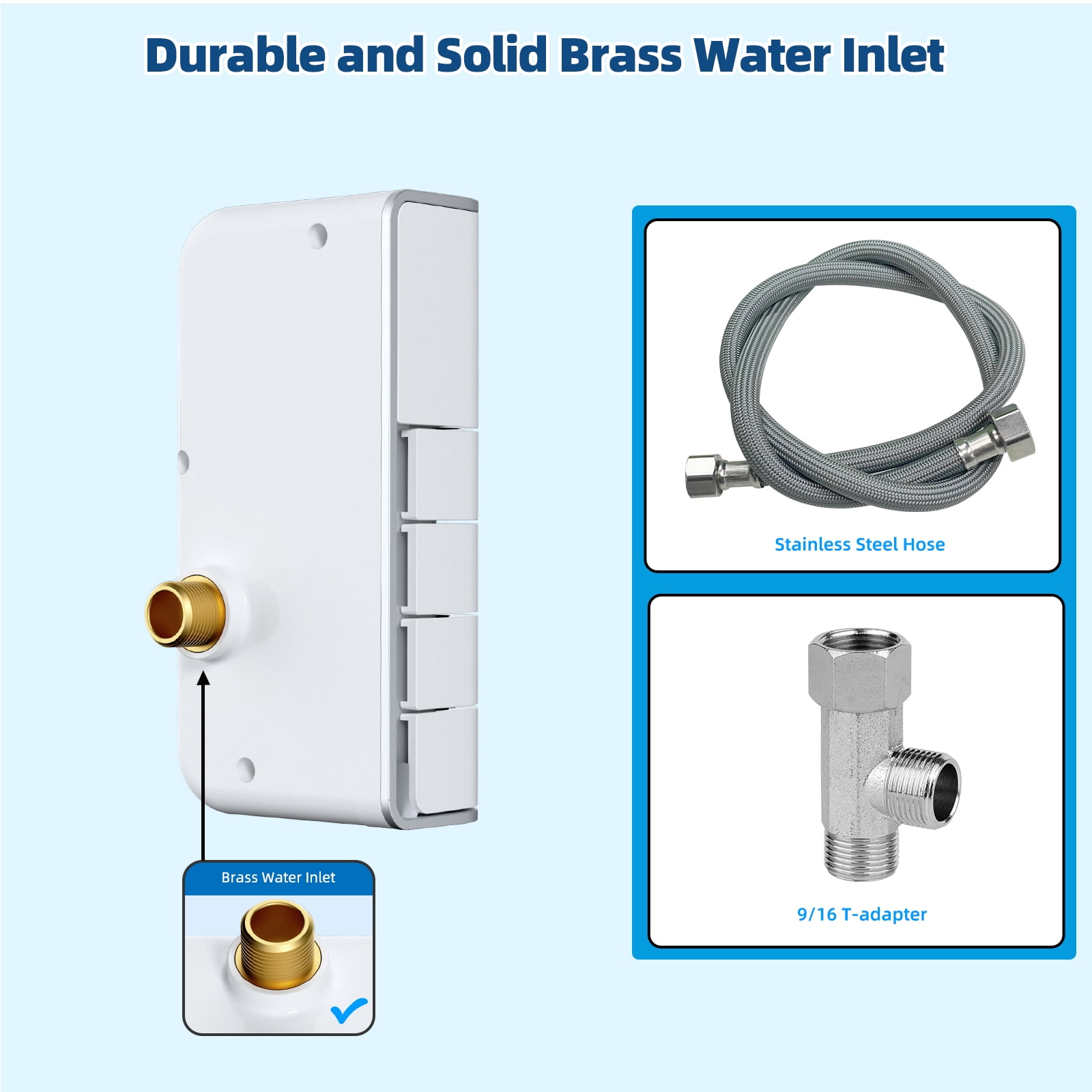 CADOVE Bidet Attachment, Dual Nozzle, Adjustable Water Pressure, Self-Cleaning Spray, Hygienic, White