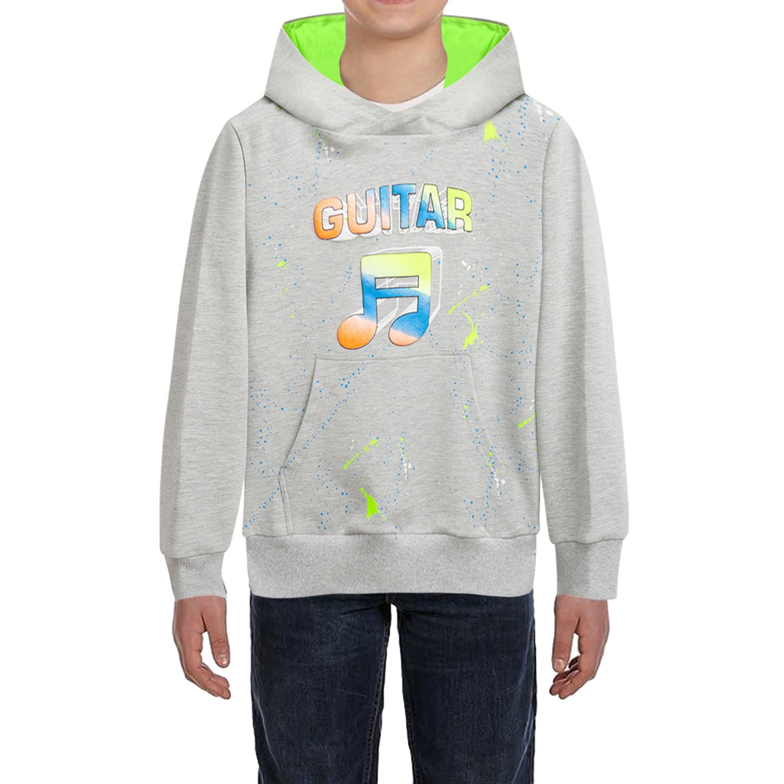 Gibobby Blusas Para Ninos Elegantes Sudadera con estampado de coloridas Sudadera con capucha de algodon informal Sudadera con capucha de manga larga con bolsillo para ninos Gris 6 7 Anos Walmart en li...