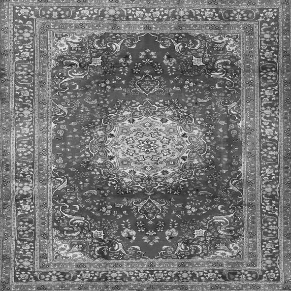 Ahgly Company Indoor Square Medallion Gray Traditional Area Rugs, 4' Square