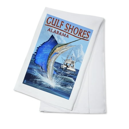 Gulf Shores, Alabama - Sailfish Scene - Lantern Press Artwork (100% Cotton Kitchen
