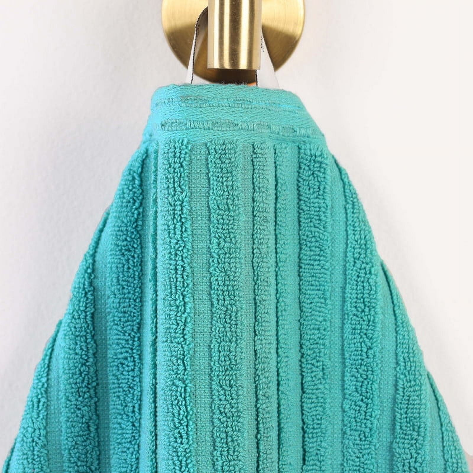 Superior Soho Ribbed Cotton Face Towel/Washcloth Set of 12, Turquoise