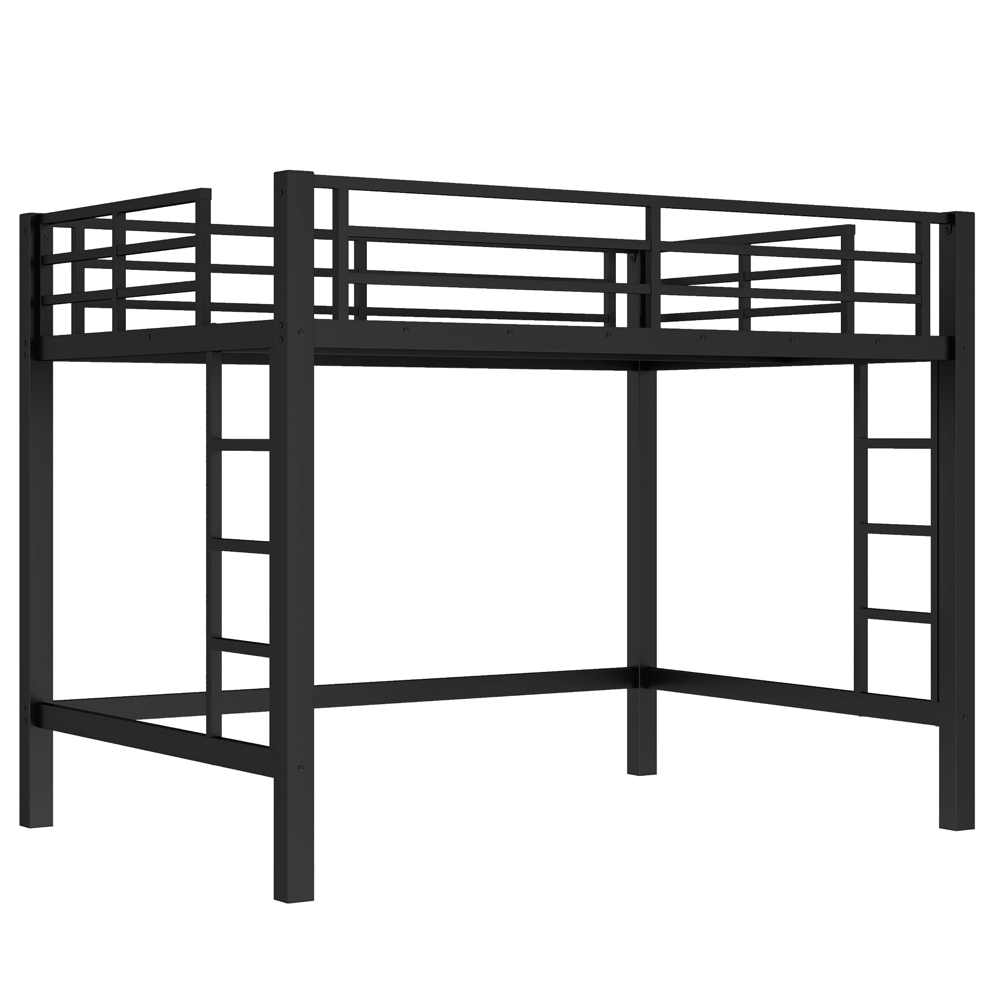 Aukfa Heavy Duty Full Size Metal Loft Bed for Kids, Teens and Adults, Space-Saving, Black