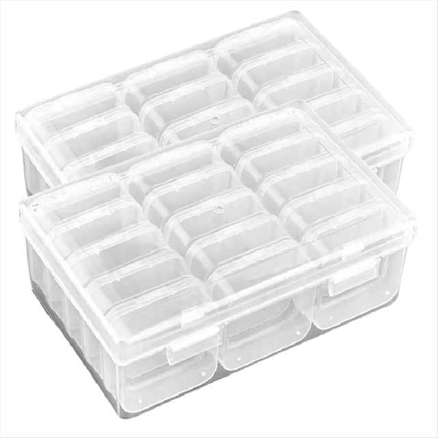 Caja de Almacenamiento de Cuentas con 15 Rejillas, Organizador Transparente para Accesorios de Uñas con Tapa Abatible, Soporte Rectangular Portátil para Joyería y Manualidades.