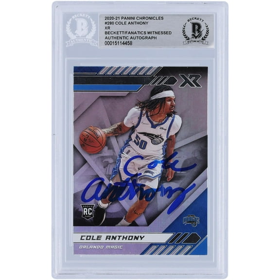 Cole Anthony Orlando Magic Autographed 2020-21 Panini Chronicles XR #280 Beckett Fanatics Witnessed Authenticated Rookie Card - Fanatics Authentic Certified