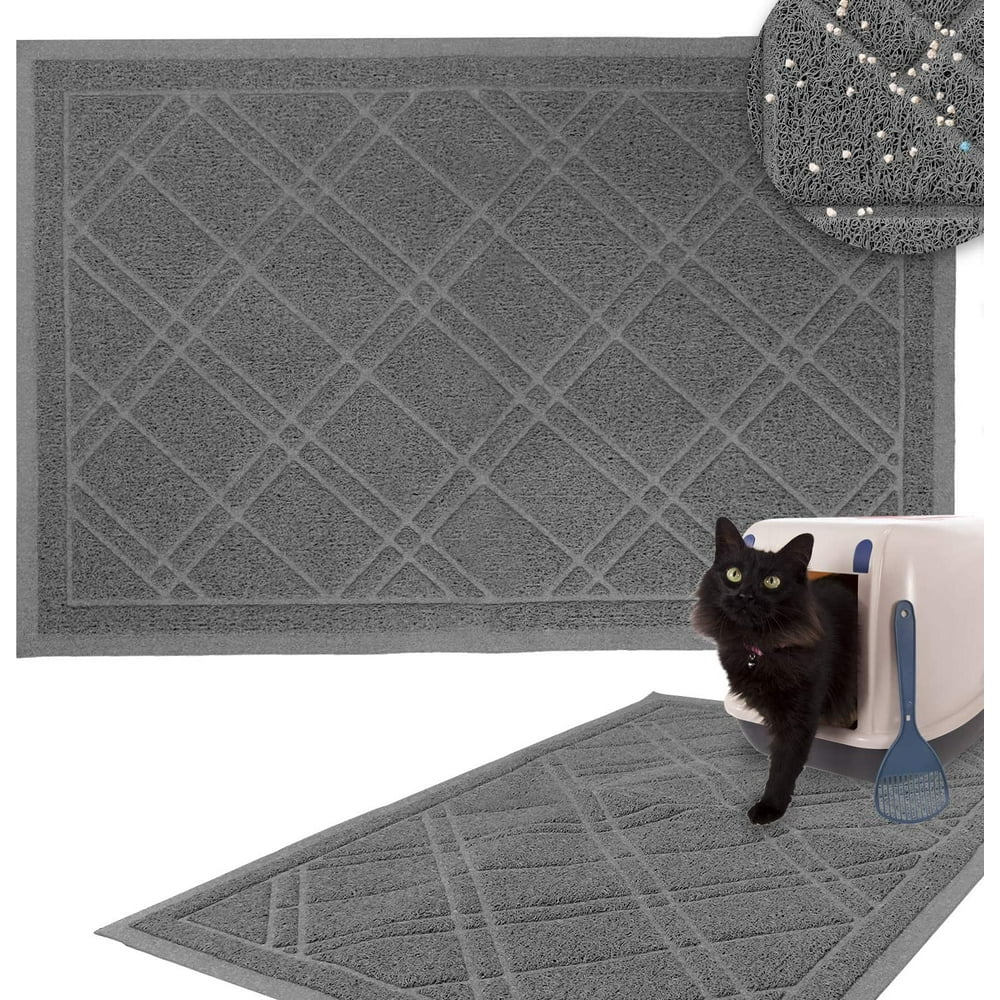 NonSlip Padded Mesh Kitty Litter Mat Trapping Tray for Cats and Kittens (Grey, Large) Walmart