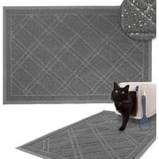 Non-Slip Padded Mesh Kitty Litter Mat Trapping Tray for Cats and Kittens (Grey, Large)