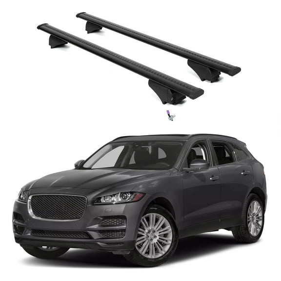 ERKUL Roof Rack Cross Bars for Jaguar F-Pace 2016-2025 | Aluminum Crossbars with Anti Theft Lock for Rooftop | Compatible with Flush Rails - Black