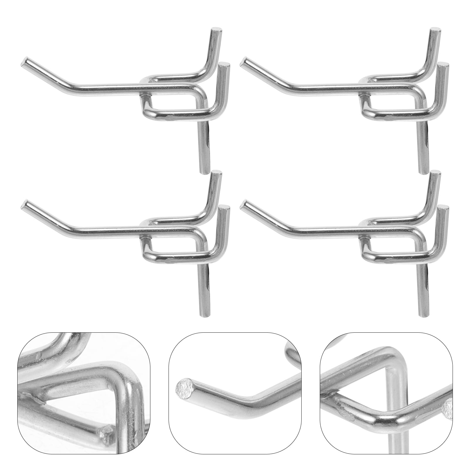 Pegboard Hangers, 50 PCS Carbon Steel Peg Board Pegboard Hooks Garage Work Shop Storage Display Organization Steel Hanging Tool (Silver)
